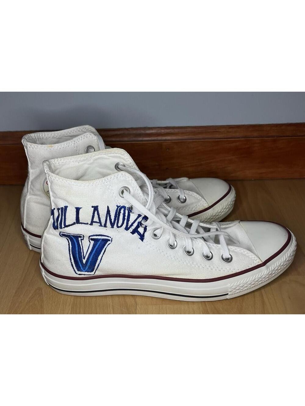 Converse Canvas Hi-Top Villanova Hand Painted Sneakers M 7 W 9 One Of A Kind! - Picture 2 of 9